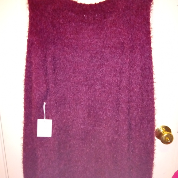 Lauren Conrad Popo Oversized Fleece Maroon Tunic Fuzzy Sweater Size 2X $50 - Picture 3 of 3